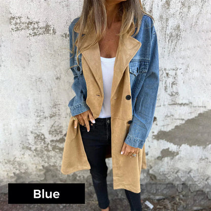 💥Rea 49% rabatt💕Midi trenchcoat med denimsömmar